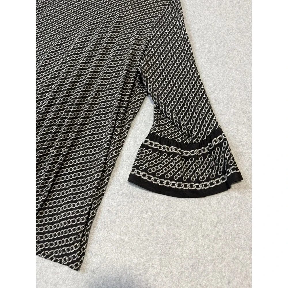 Michael Kors Top Womens 1X Black & Silver Chain Link Casual Career Party Shirt